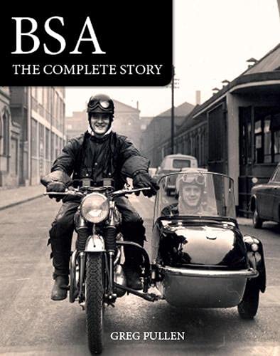 Book cover: "BSA: The Complete Story" featuring a vintage motorcycle and sidecar.