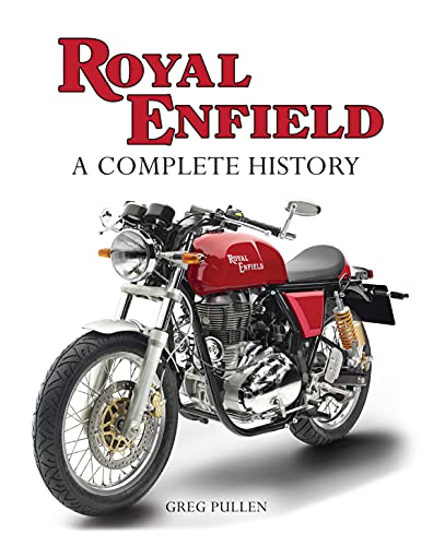 Book cover titled Royal Enfield: A Complete History featuring a red motorcycle.