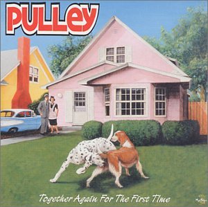 CD cover: pink house, dogs playing, and people in front.