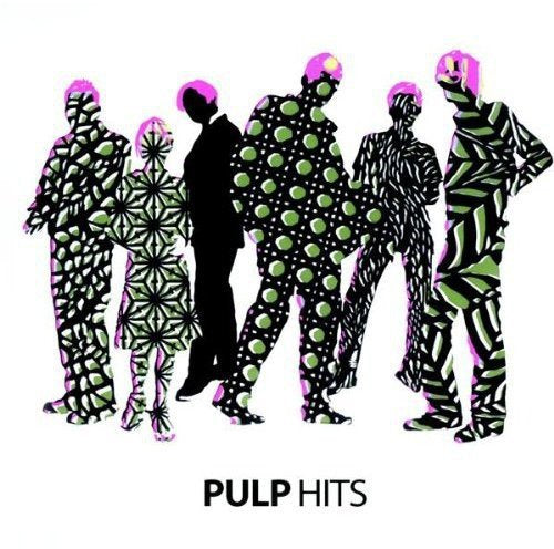 Pulp “Hits” CD cover: six figures in patterned, contrasting silhouettes.
