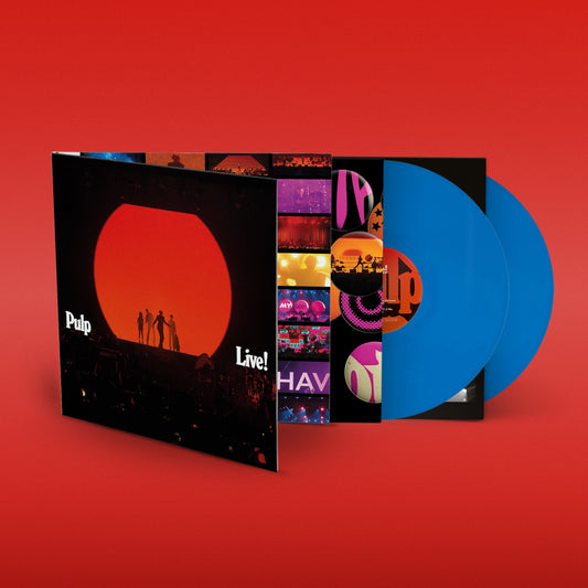Pulp Live! vinyl set with gatefold cover and two bright blue vinyl records.