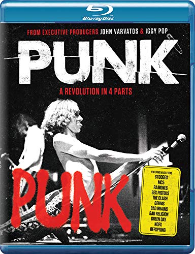 Blu-ray cover for "Punk" documentary featuring a musician with a microphone.