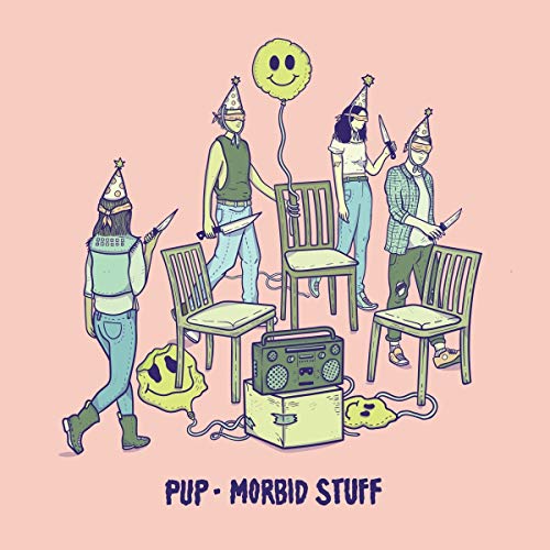 Album cover for PUP’s “Morbid Stuff” featuring illustrated figures with knives.
