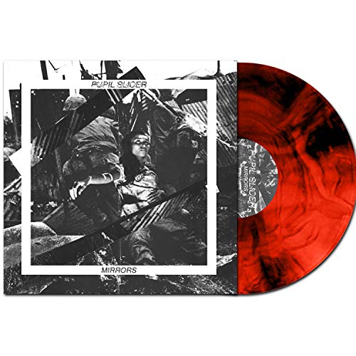Pupil Slicer Mirrors vinyl record with black and white cover art and red-black disc.