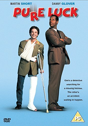 DVD cover for "Pure Luck" featuring two men, one with a cast and crutches.