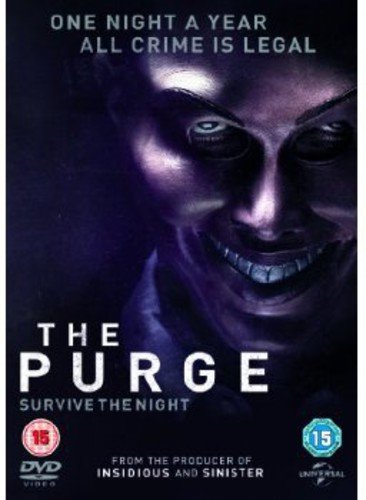 DVD cover for horror film "The Purge" featuring a menacing face.