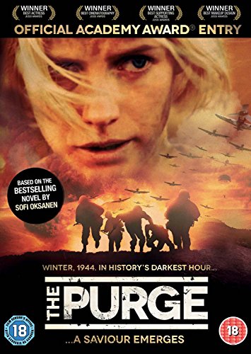 DVD cover for "The Purge" featuring a woman’s face and soldiers.