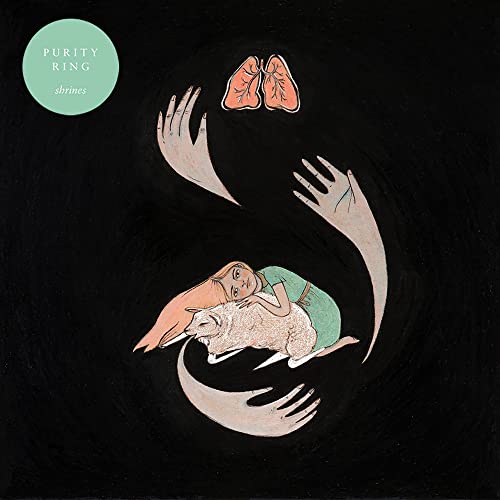Album cover: woman embracing a lamb, with hands and lungs above.