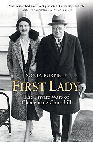 Book cover featuring Clementine and Winston Churchill in a vintage photograph.