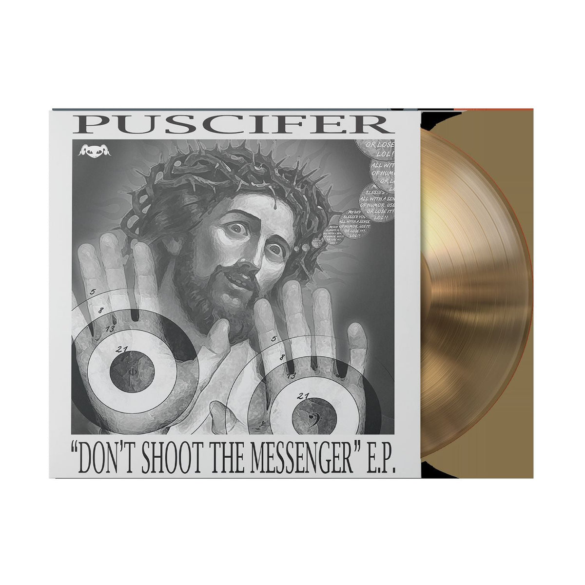 Puscifer “Don’t Shoot The Messenger” vinyl record with surreal artwork.