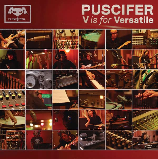 Puscifer album cover: a collage of studio musicians and recording equipment.