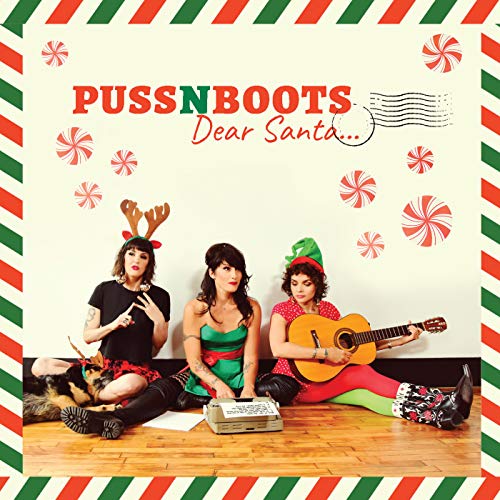 CD cover for “Puss N Boots - Dear Santa…” featuring three women and a dog.