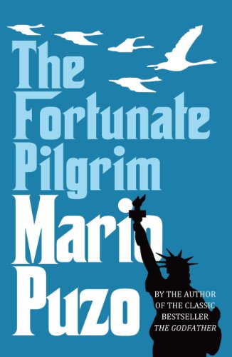 Book cover: “The Fortunate Pilgrim” with birds and Statue of Liberty silhouette.
