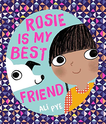 Book cover: girl with a cat, colorful patterned background.