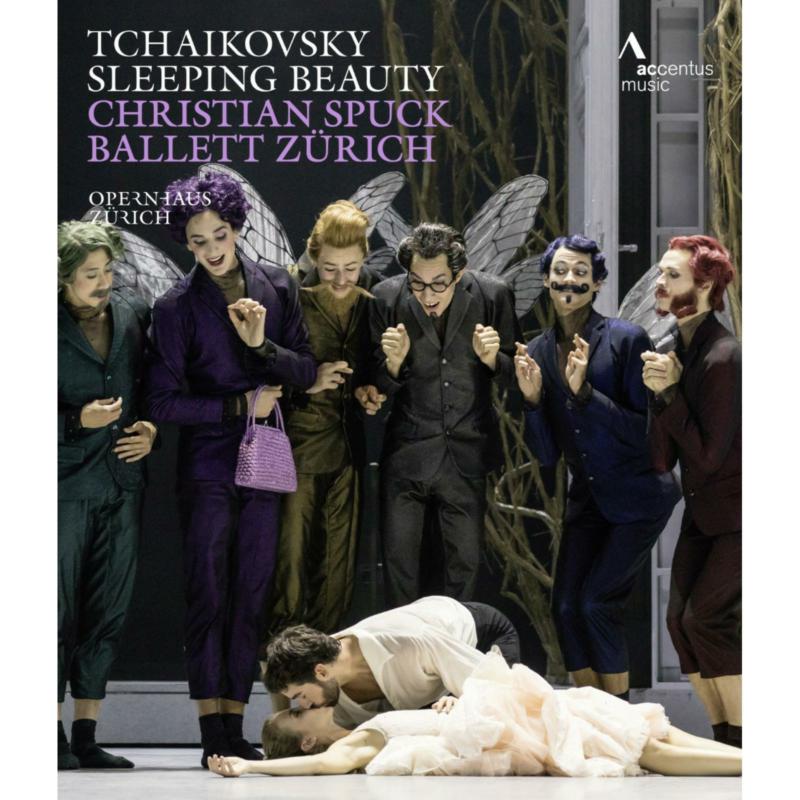 Blu-ray cover for Tchaikovsky’s Sleeping Beauty ballet, featuring dancers in costume.