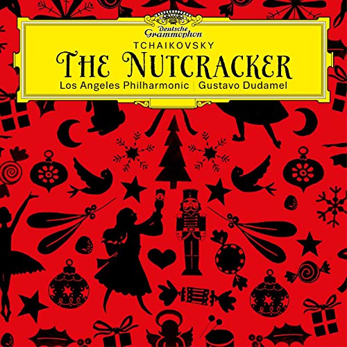 Red album cover for Tchaikovsky’s “The Nutcracker” with silhouettes.