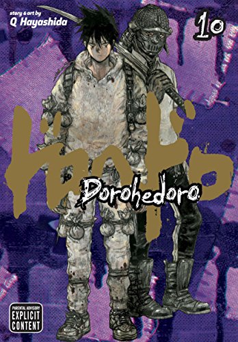 Two characters, one wearing a mask, stand against a purple textured background.