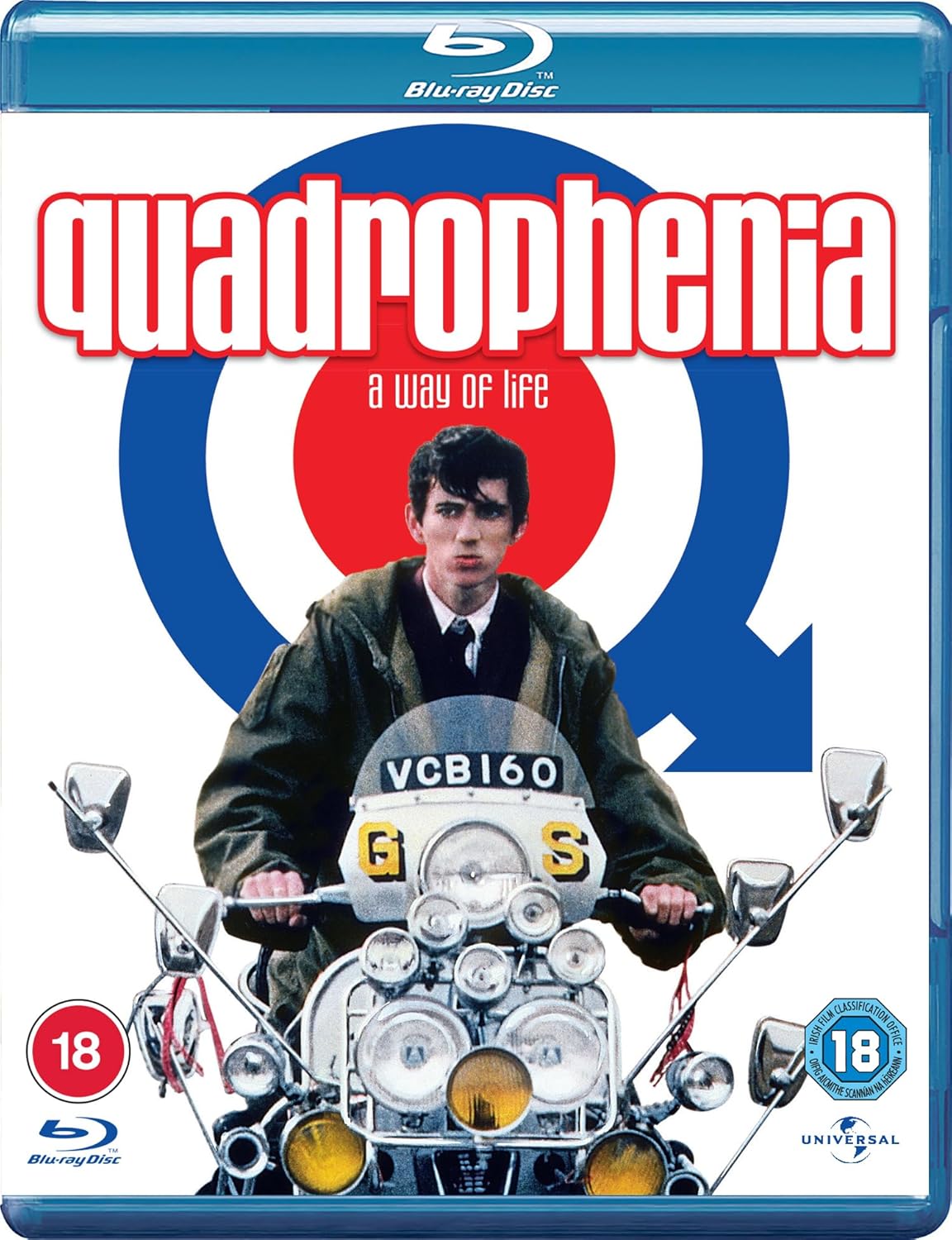 Quadrophenia" Blu-ray cover featuring a young man on a vintage scooter.