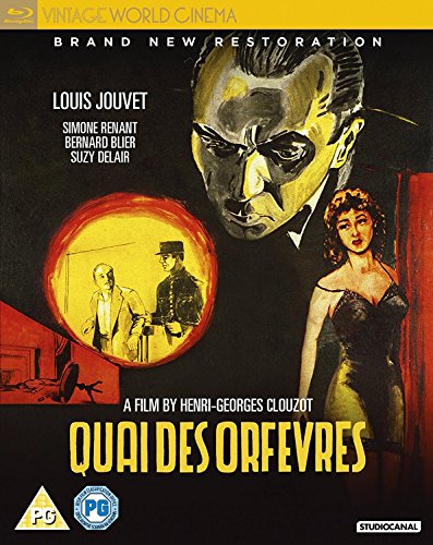 Blu-ray cover for French film "Quai Des Orfevres" with illustrated figures.
