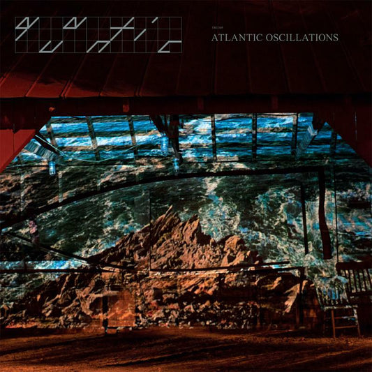 Vinyl record cover: abstract ocean waves seen through a metal structure.