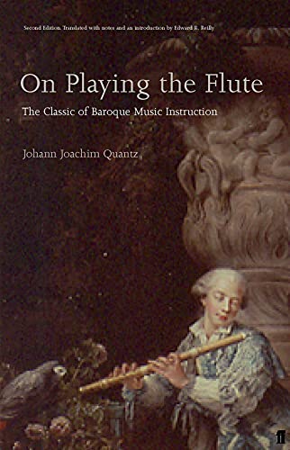 Book cover: "On Playing the Flute" with a portrait of a flutist.