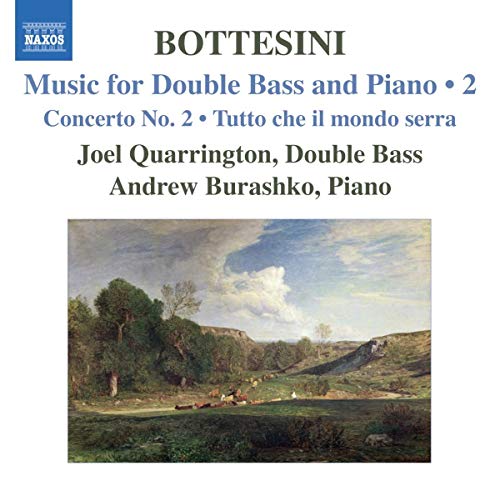 CD cover for Bottesini’s double bass music featuring a pastoral landscape.