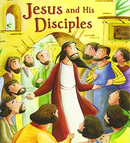 Illustration of Jesus standing in the center surrounded by a group of his disciples.