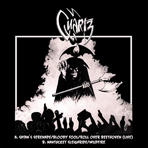 Black and white album cover featuring a devil figure with a scythe.