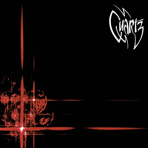 Black album cover with red abstract lines and the word "Quartz" in white.