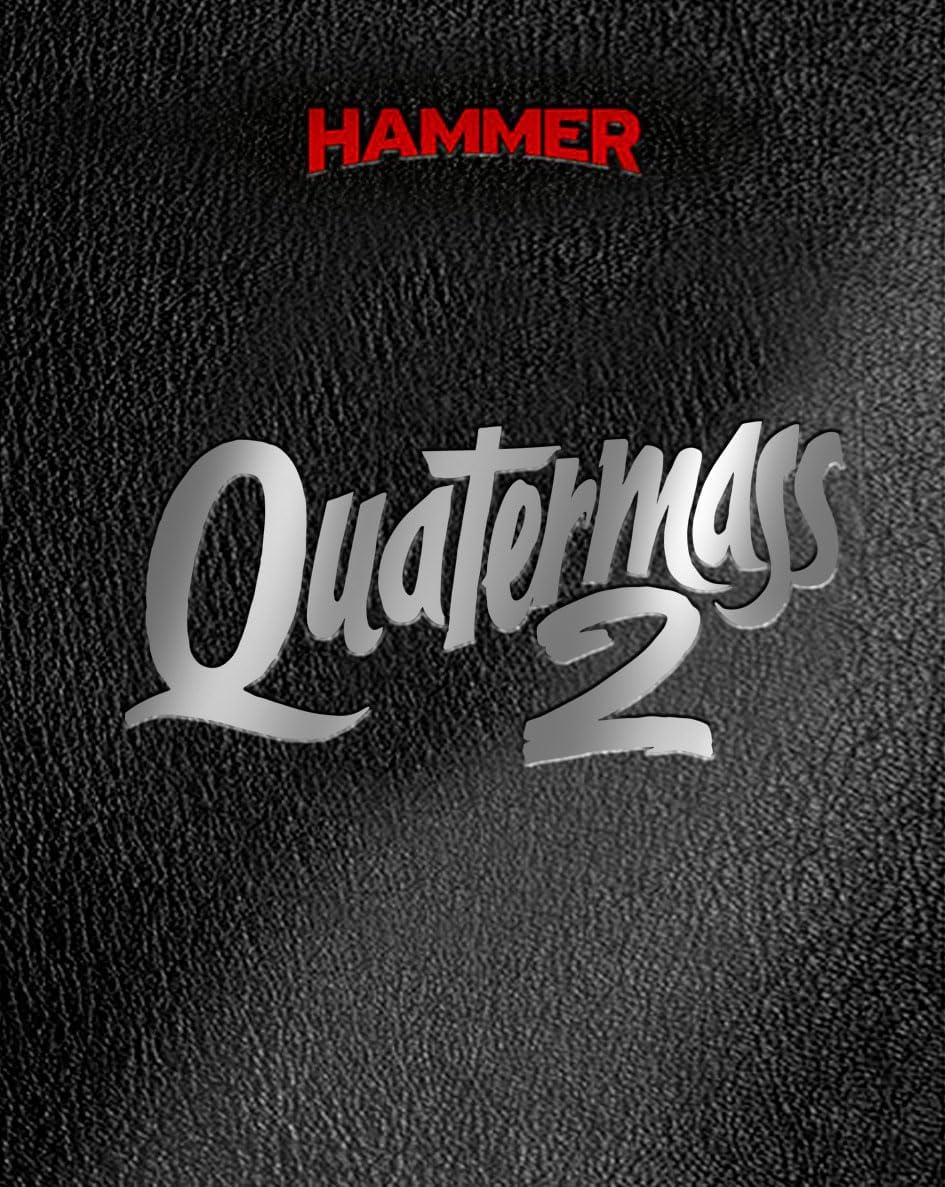 “Quatermass 2” film title in white script on a textured black background.