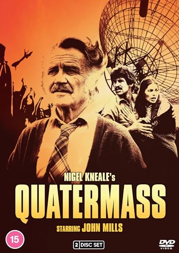 DVD cover for "Quatermass" featuring John Mills and a large radio telescope.