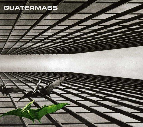 "Album cover featuring three praying mantis on a grid, with 'Quatermass' text."