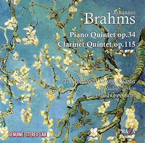 CD cover for Brahms’s quintets featuring a flowering tree painting.