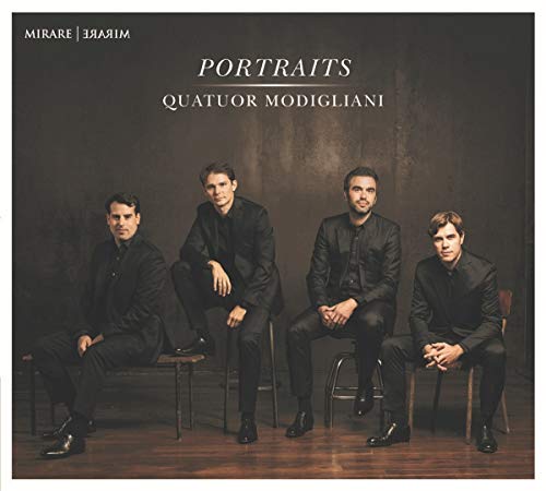 CD cover featuring four men in black sitting on stools against a dark background.