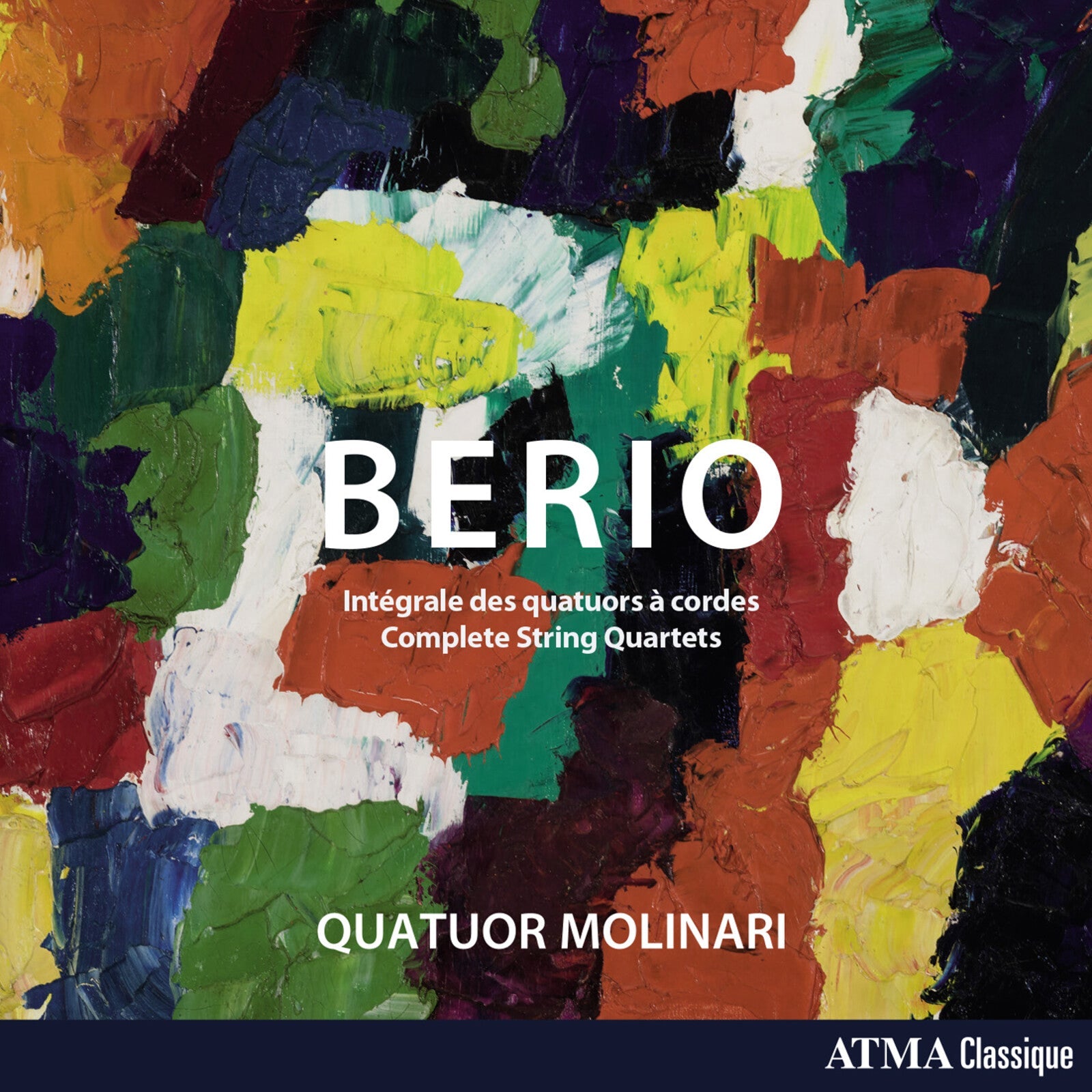 CD cover with abstract colorful paint strokes and the name "BERIO" in white.