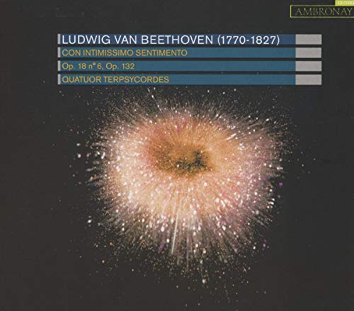 CD cover for Beethoven's string quartets, featuring an abstract burst of color.