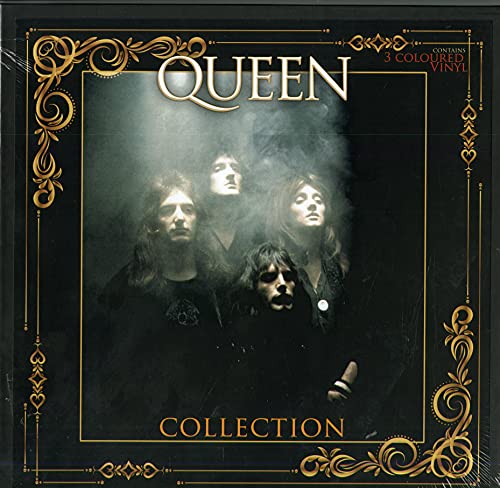 Queen album cover featuring the band members in a dark, ornate frame.