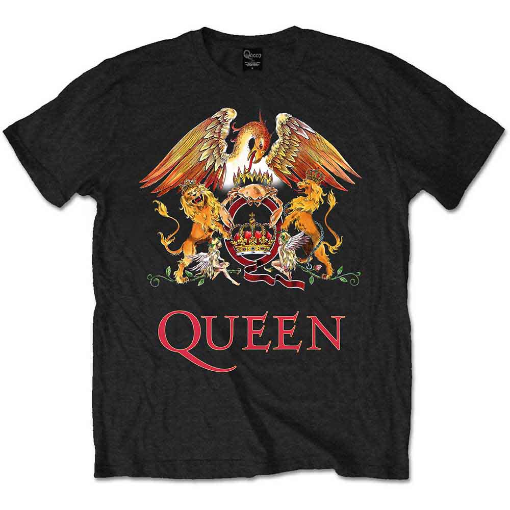 Blue kids' t-shirt featuring the Queen band crest, sized for 3-4 year olds.