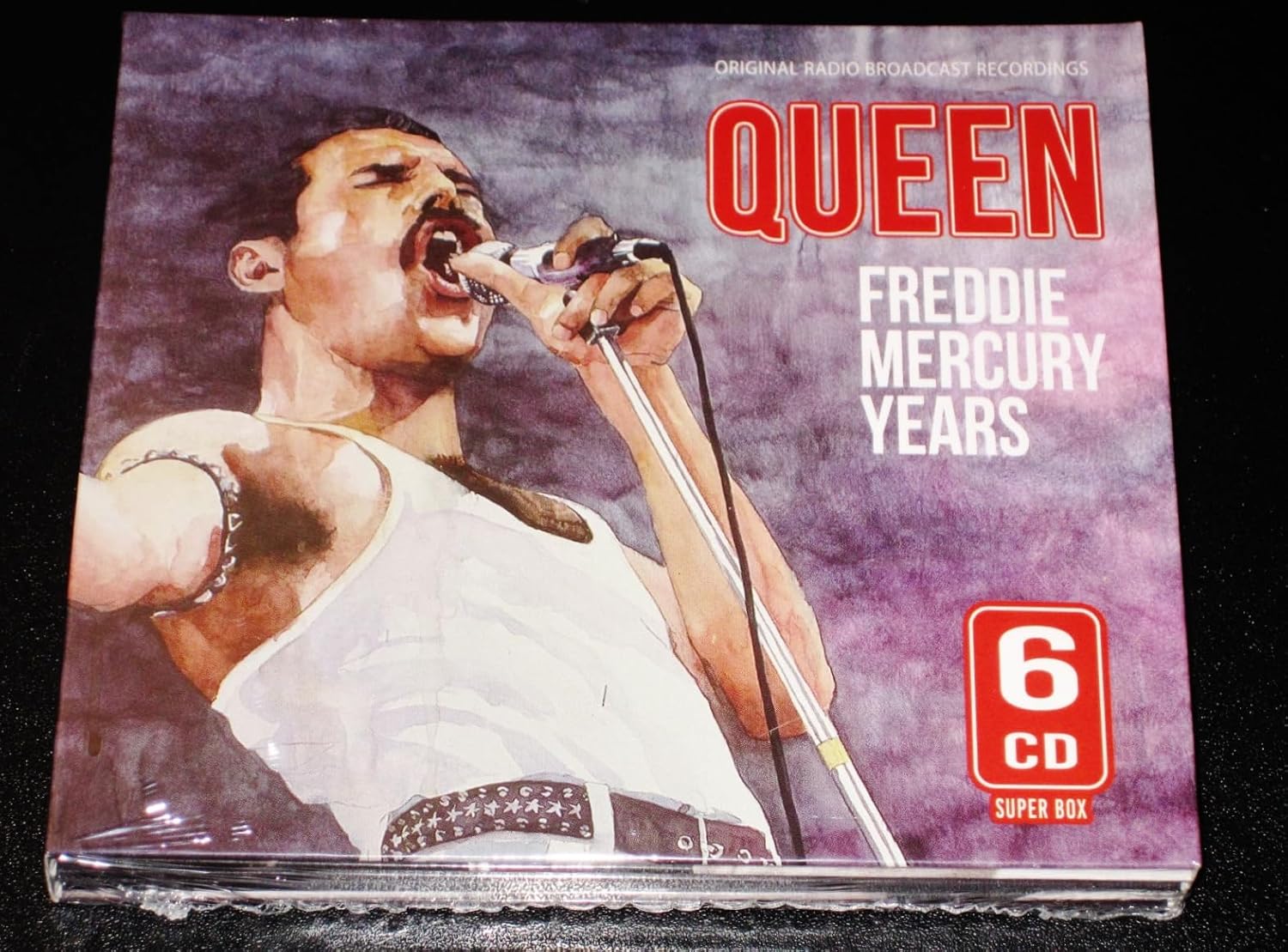 Queen “Freddie Mercury Years” 6-CD box set cover featuring Freddie Mercury performing.