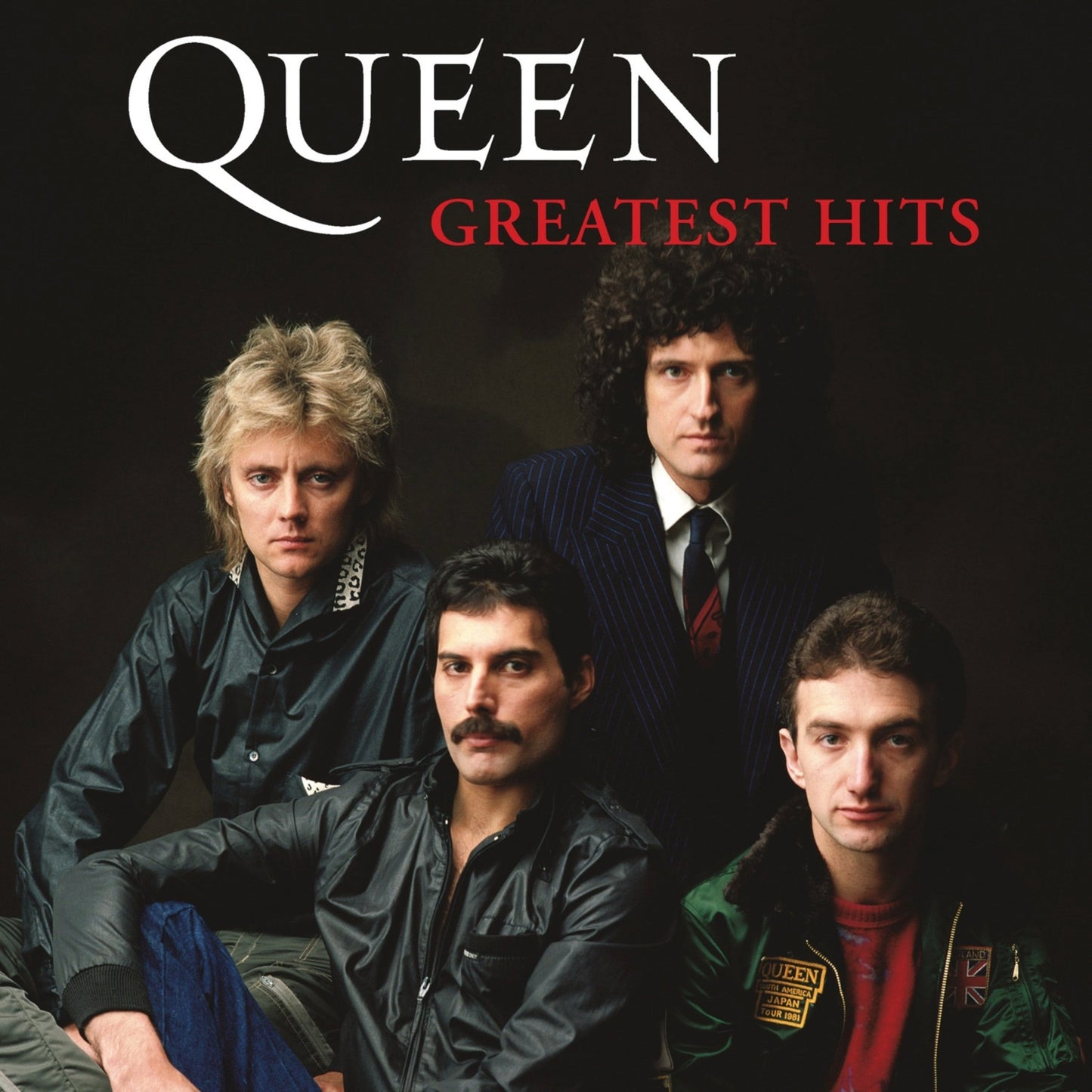 Queen band portrait on album cover, featuring Freddie Mercury, Brian May, Roger Taylor, and John Deacon.