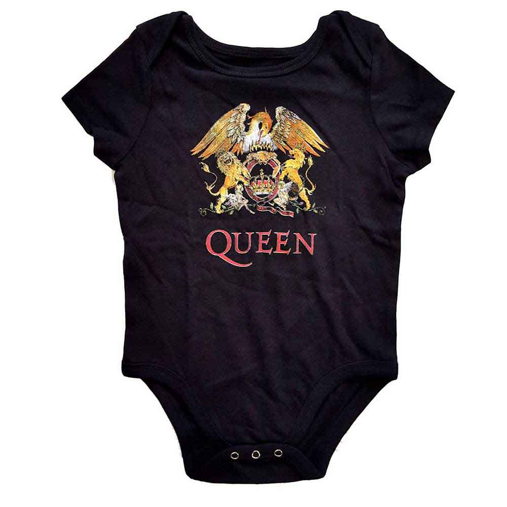Baby grow, white with a red crest design, for newborns to 3 months.