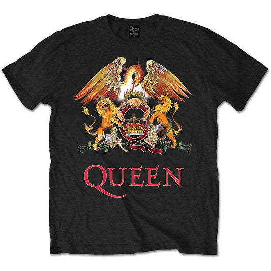 Blue kids' t-shirt featuring the Queen band crest, sized for 3-4 year olds.
