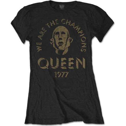 Black Queen t-shirt with Freddie Mercury portrait and "We Are The Champions".
