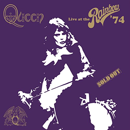 Queen "Live at the Rainbow" CD cover with Freddie Mercury illustration.