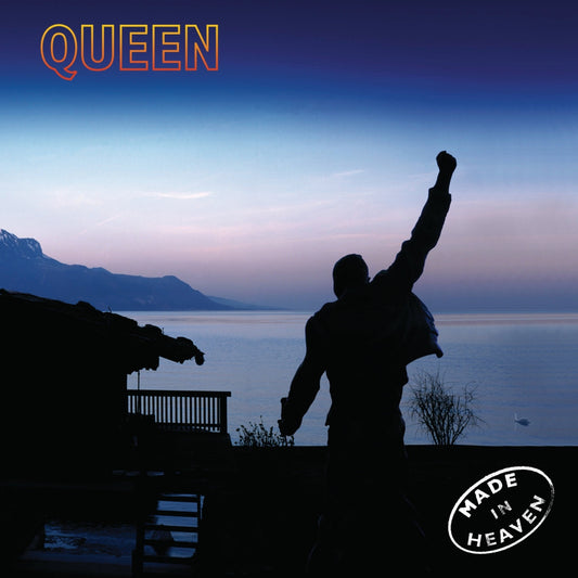 Queen’s “Made In Heaven” album cover: silhouetted figure with raised arm.