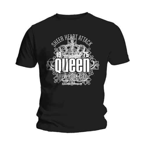 Black unisex t-shirt with Queen's "Sheer Heart Attack" album cover design, size XX-Large.