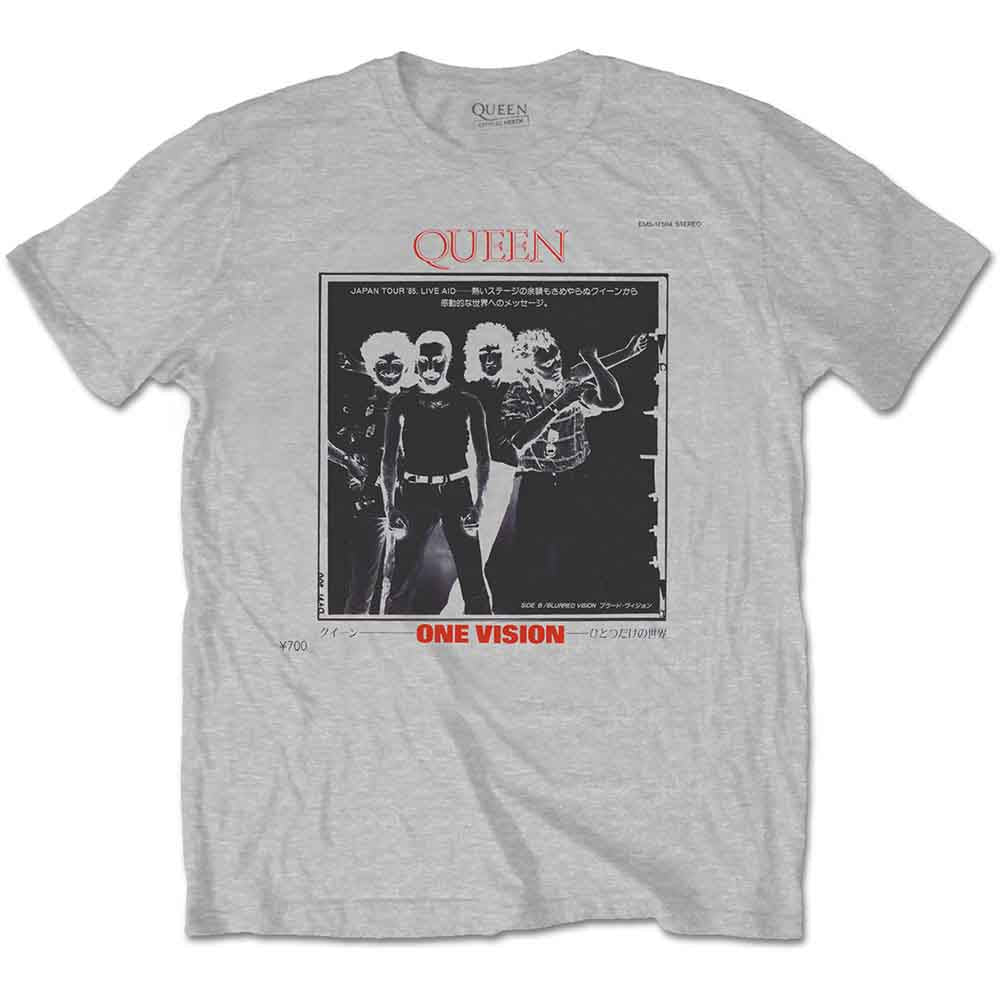 Grey Queen t-shirt with black and white band image from 1985.