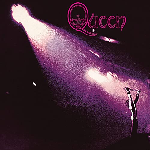 Queen album cover with a spotlight and silhouetted figure raising arms.
