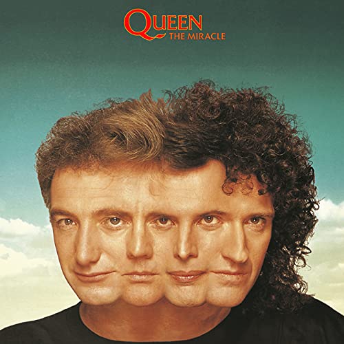 Album cover showing a composite image of the four members of Queen merged together.