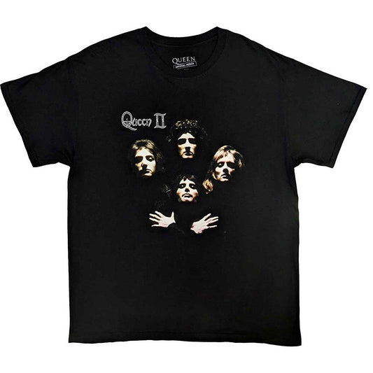 Black unisex t-shirt featuring the classic Queen Bohemian Rhapsody logo in white text.